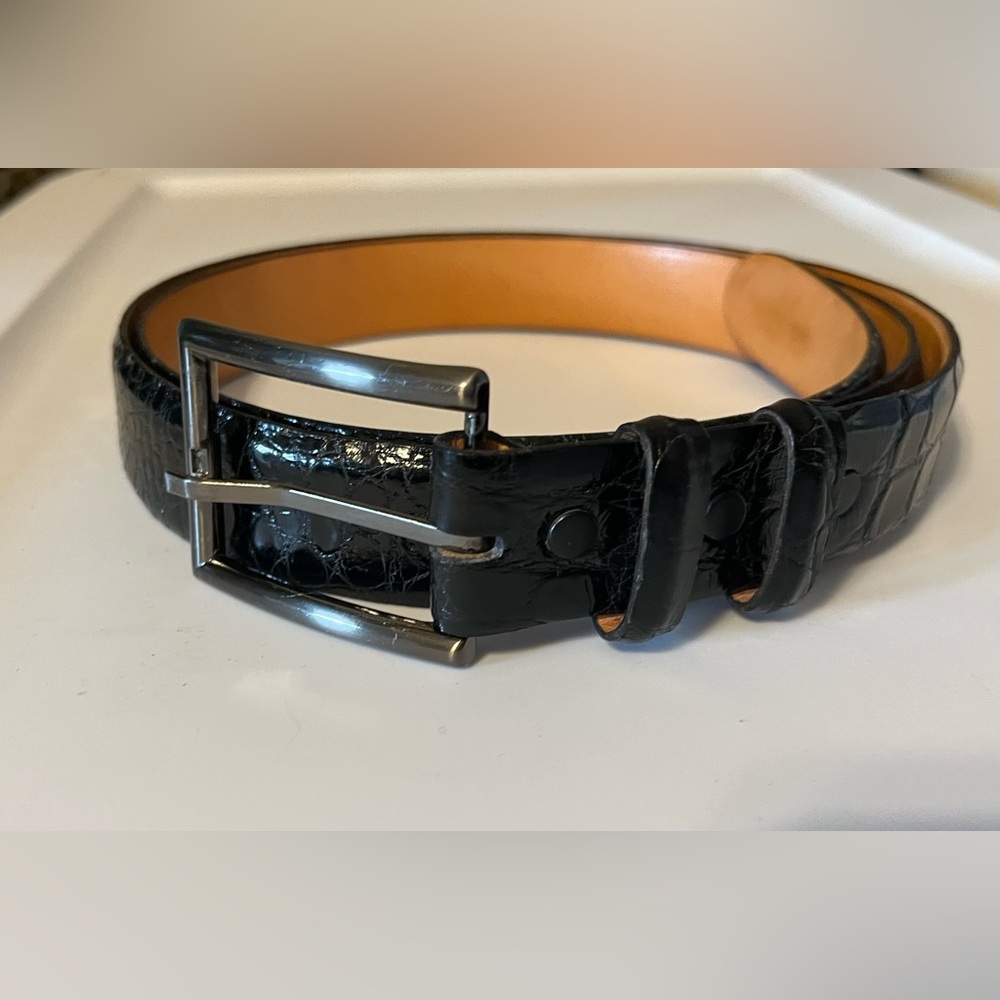 Crescent Belt Louisiana Select Wild Alligator Belt Sz 47 Black Louisiana USA
